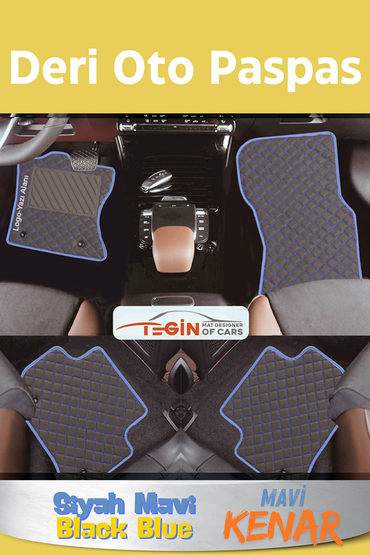 Renault Captur 2014+ Prime Siyah Mavi Deri Mavi Kenar Paspas Paspas