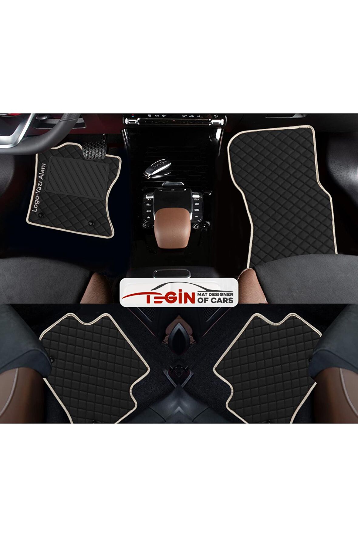 Porsche 911 997 2005-2012 Prime Siyah Deri Beyaz Kenar Paspas