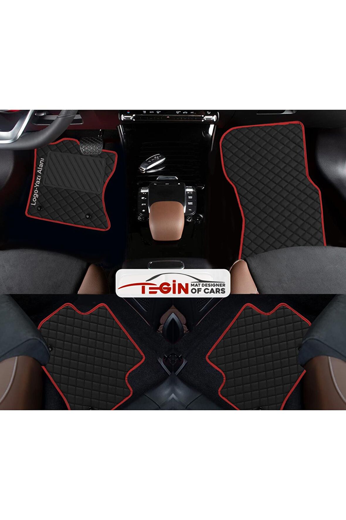 Honda Jazz 1 2002-2008 Prime Siyah Deri Kırmızı Kenar Paspas