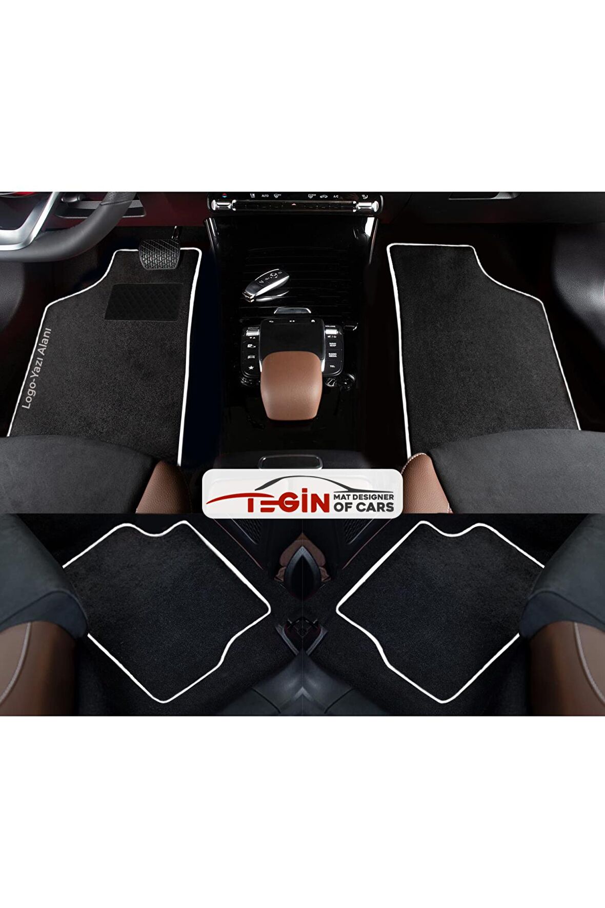 Hyundai Tuscani Prime Siyah Halı Beyaz Kenar Halı Paspas