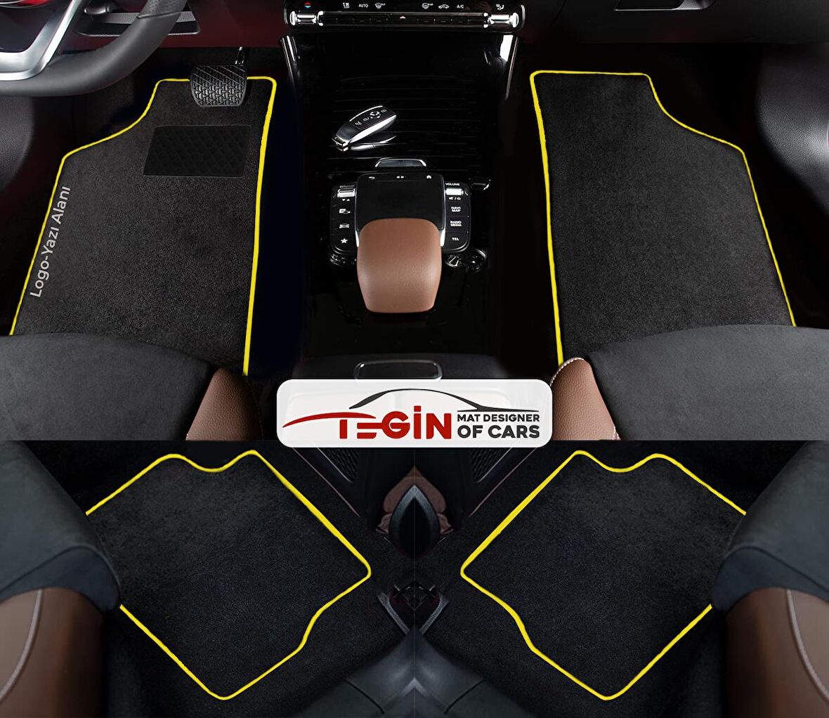 Land Rover Range Rover Vogue L322 2002-2012  Siyah Halı Sarı Kenar Paspas