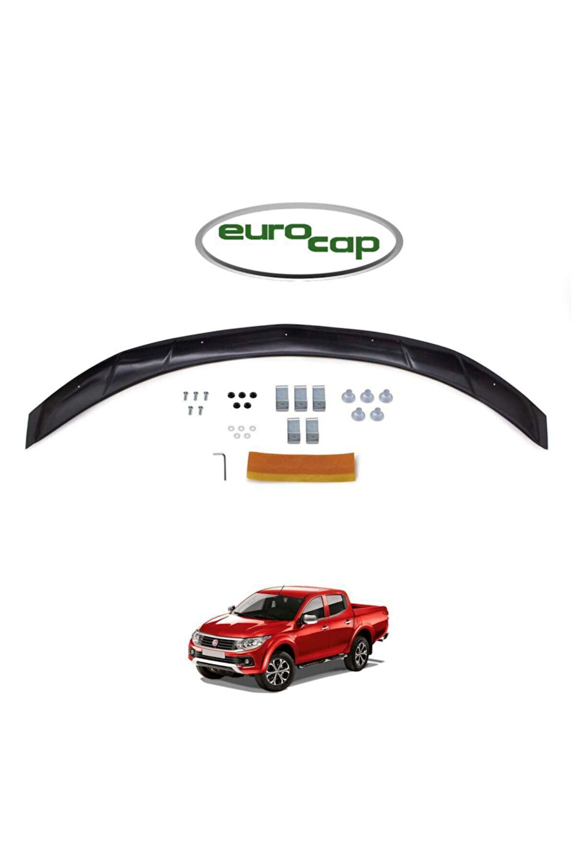 Fiat Fullback Ön Kaput Koruma Rüzgarlığ Uyumlu ı 3mm Akrilik (ABS) Parlak Siyah Deflektör 2016->