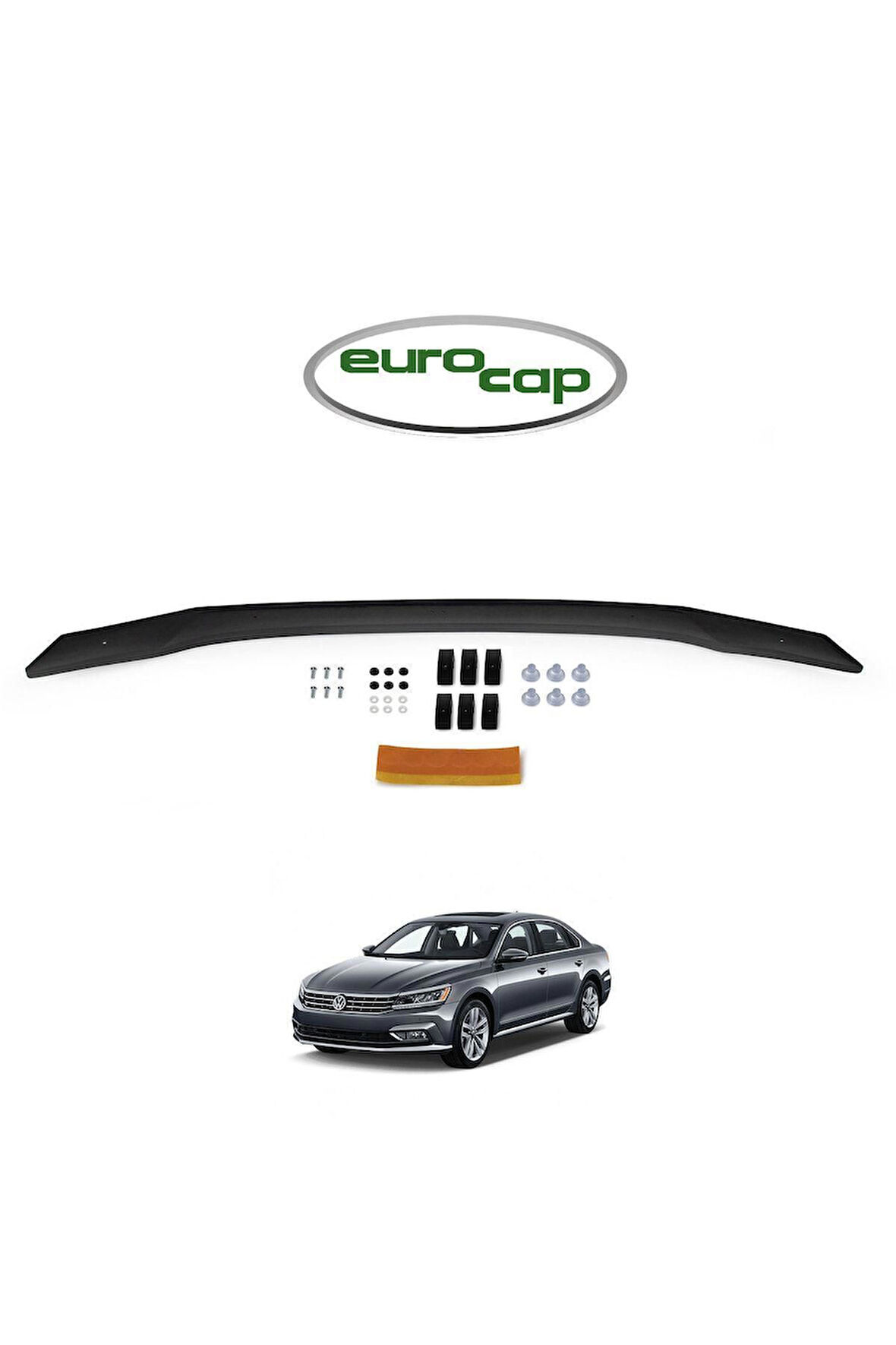 Volkswagen Passat Ön Kaput Uyumlu Koruma Rüzgarlığı 3mm Akrilik (ABS) Parlak Siyah Deflektör 2015->