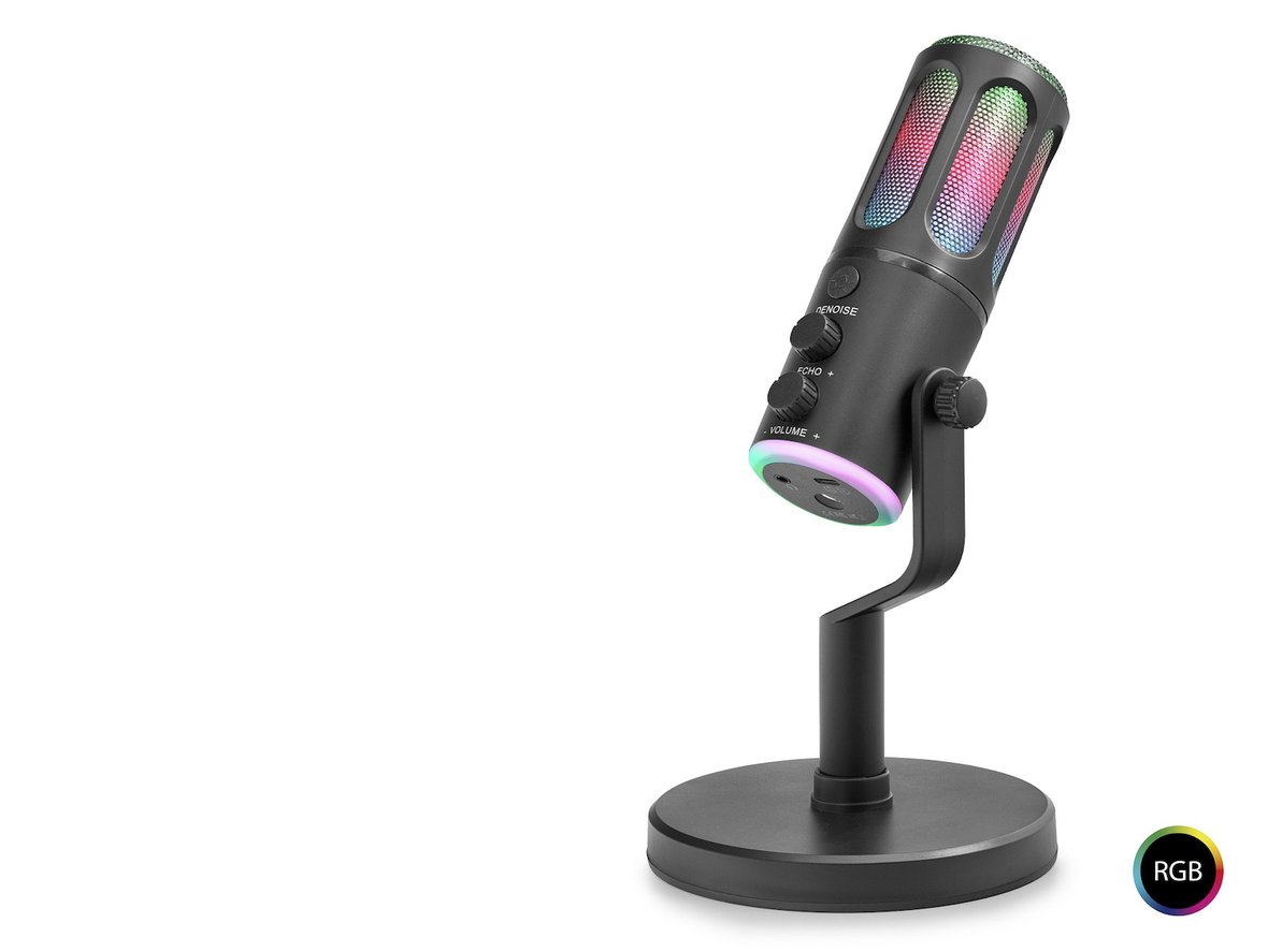 Profesyonel Gaming Rgb Mikrofon Dsp Gürültü Engelleme Reverb Echo Destekli Type-C - Siyah SU8