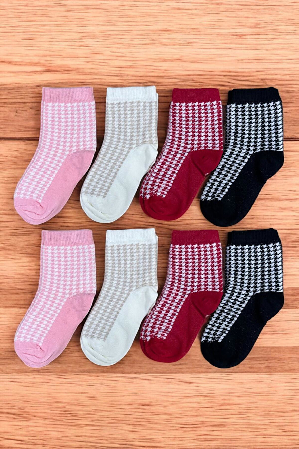 8 Çift Burun Dikişsiz Kazayağı Desenli Kız Çocuk Soket