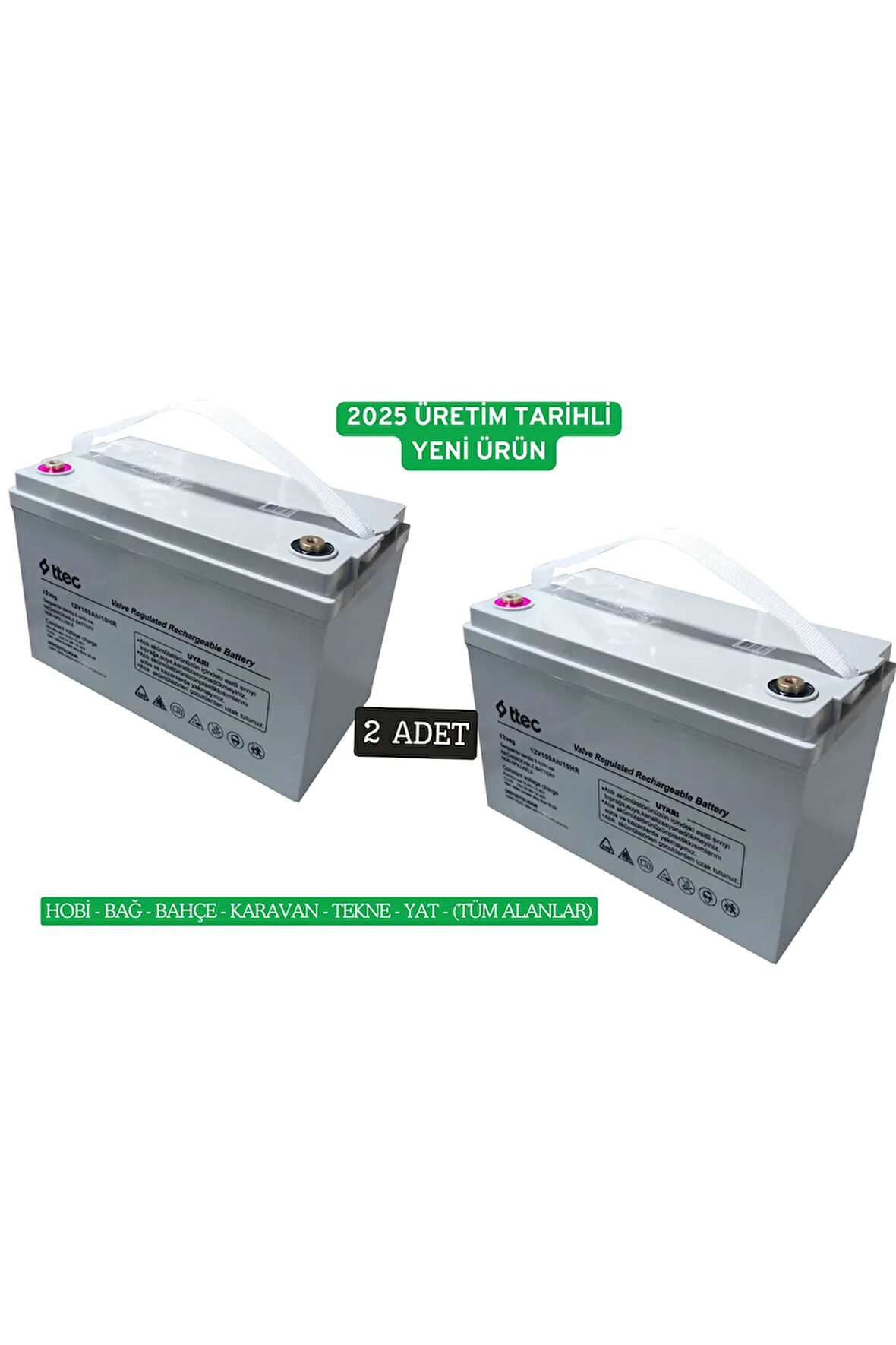100AH 12V JEL AKÜ KARAVAN-BAĞ BAHÇE-SOLAR SİSTEMLER İÇİN 2 Lİ PAKET