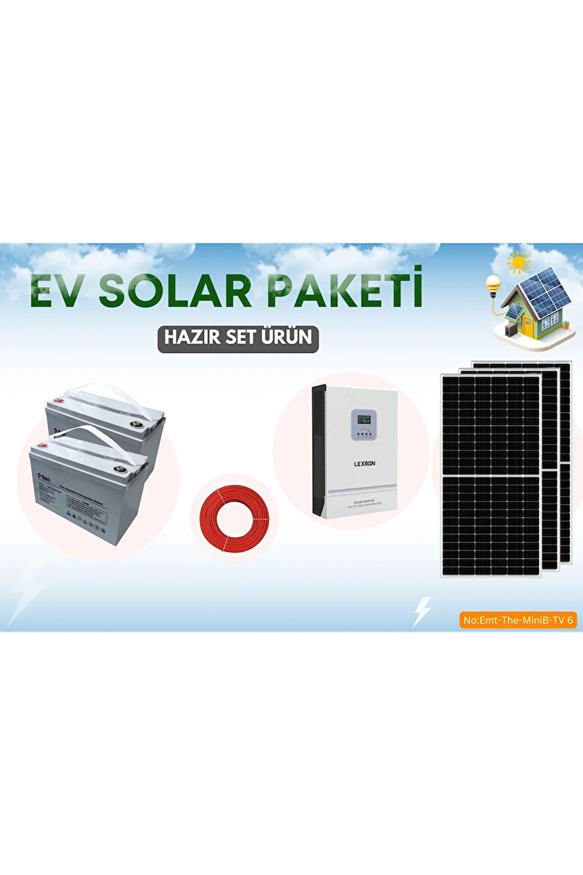 2.4kW SOLAR GÜNEŞ ENERJİ PAKETİ BAĞ BAHÇE DAĞ EVİ HOBİ EVLERİ KARAVAN