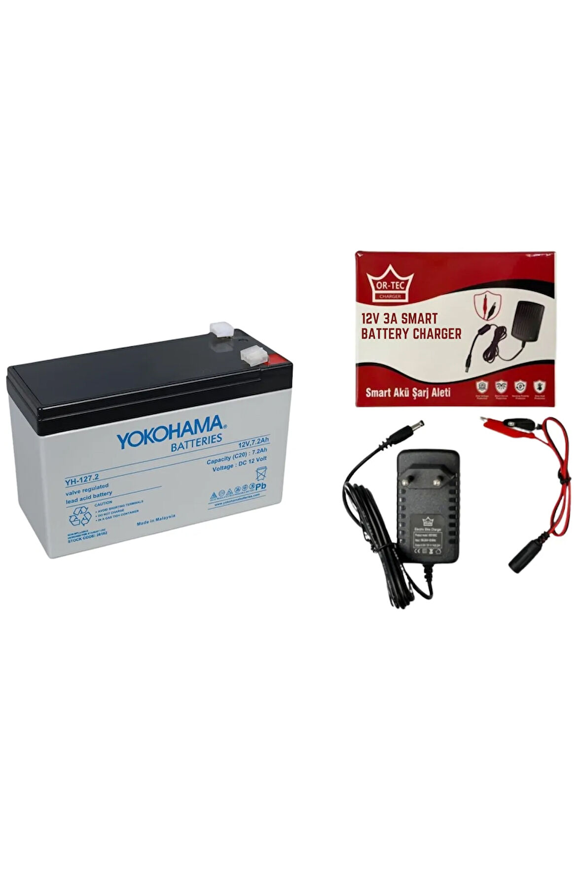 12V 7.2AH BAKIMSIZ KURU TİP AKÜ VE 3 AMPER HIZLI ŞARJ ALETİ