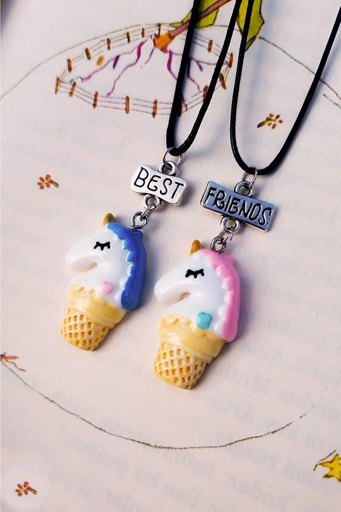 Unicorn Dondurma Ikili Best Friends Kolye Arkadaşlık Best Friends Kolyesi