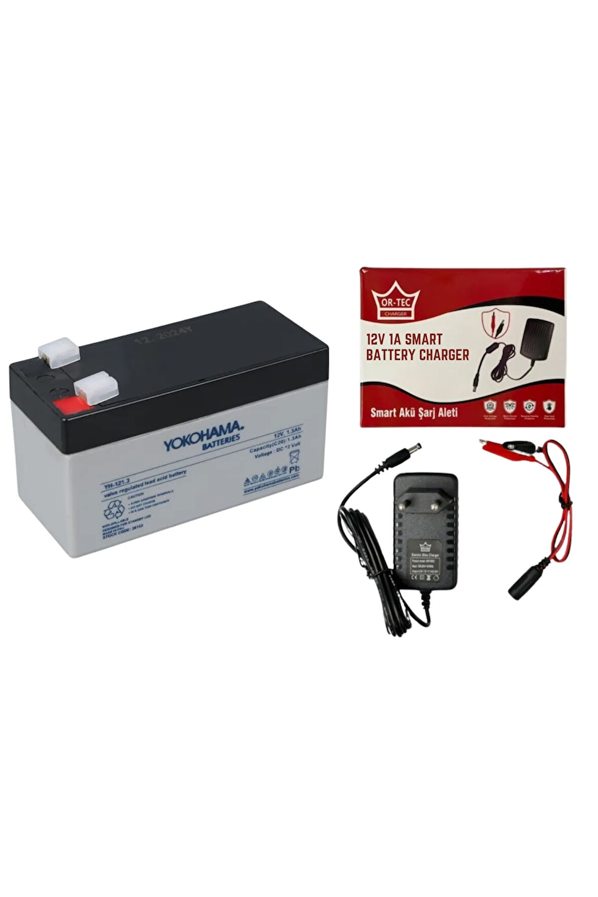 12V 1.3 AMPER ALARM AKÜSÜ VE ŞARJ ALETİ 1 AMPER