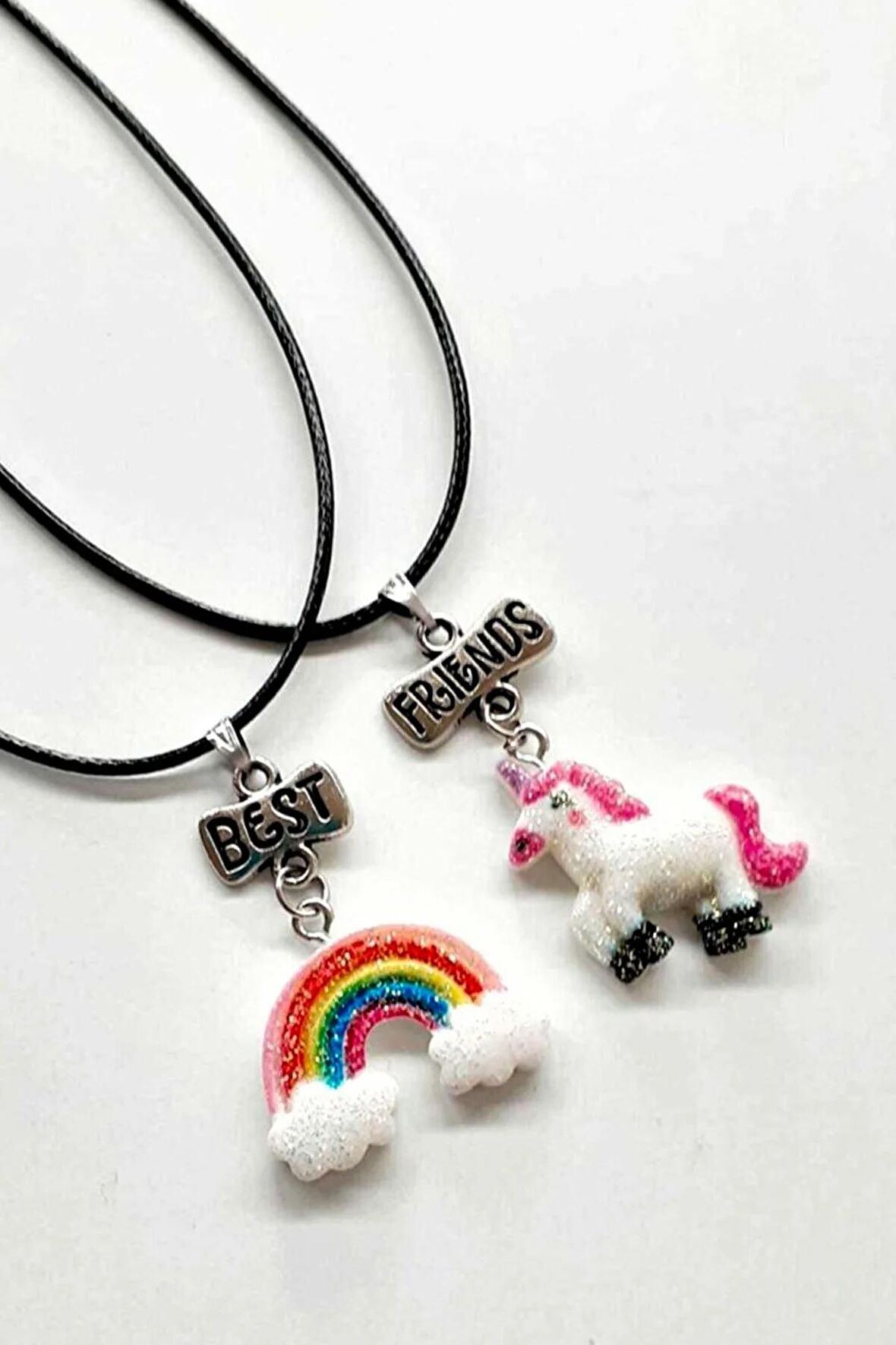 Unicorn At Ve Gökkuşağı Model Best Friends Arkadaşlık Kolyesi