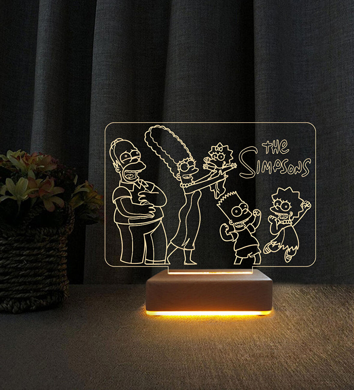 The Simpson Tasarımlı  3d Led Masa Lambası Doğum Günü Hediyesi Lamba