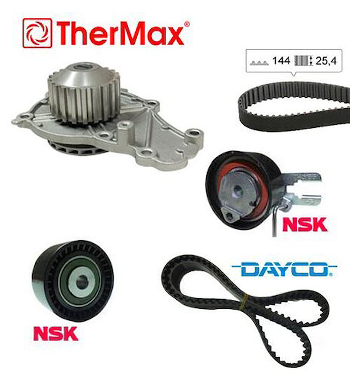 Thermax T15.180 Triger Seti Devirdaimlı Fiesta-C2-C3-Nemo-Bipper-206-307 1.4 TDCI-HDI Euro 4 2002 144 Diş 2S6Q8A615Ab-2S6Q8591Ba 2S6Q8B596AB