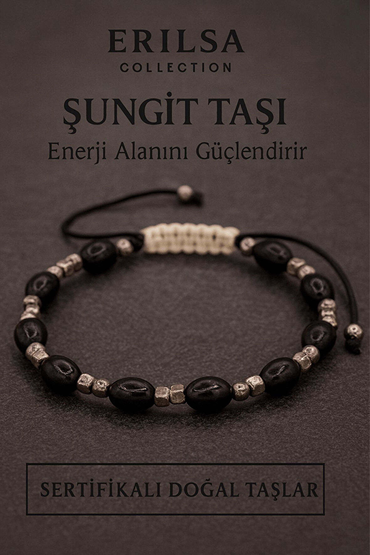 Sertifikalı Ham İşlenmemiş Shungite Şungit Taşı Bileklik - Doğal Enerji Koruyucu Unisex Takı