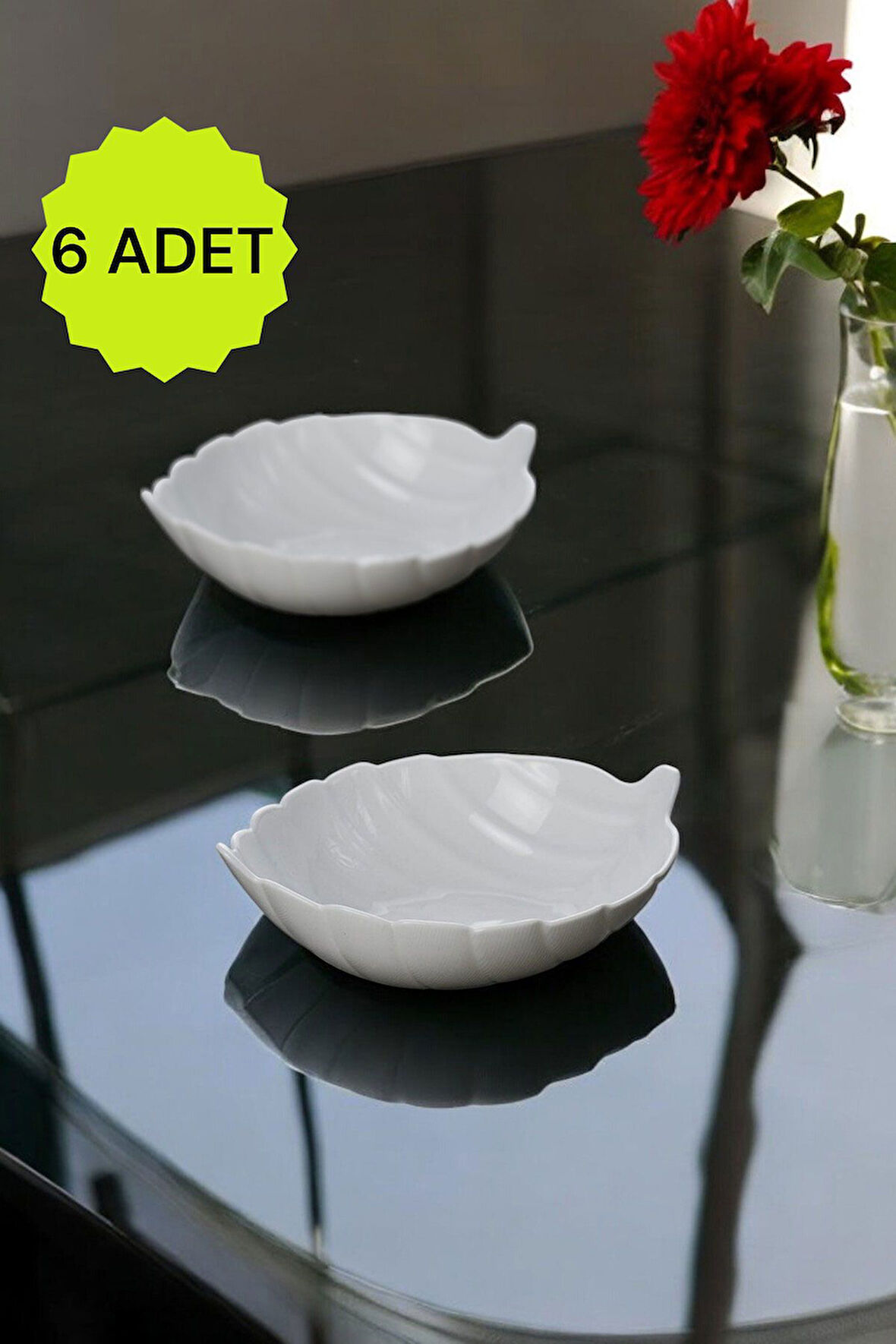 6’lı Yaprak Model Opal Cam Oval Kase Çerezlik Seti Opal Kase Takımı