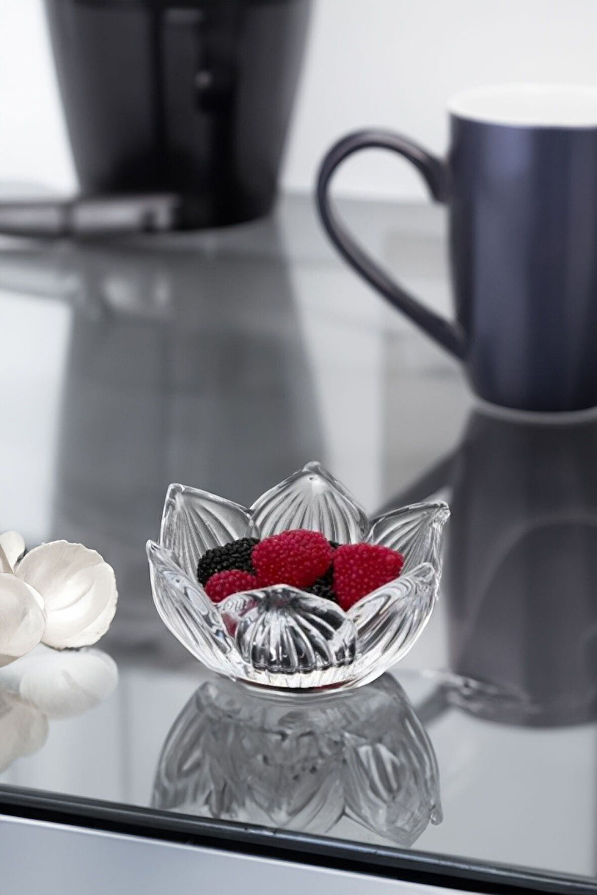 Lotus Çiçeği 6’lı Kahve Yanı Cam Lokumluk Drajelik Origami Mini Sunumluk