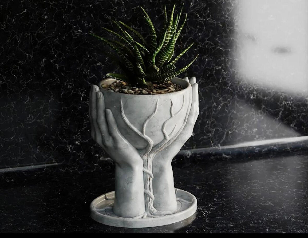 MERMER DESENLİ HAND OF TREE VAZO