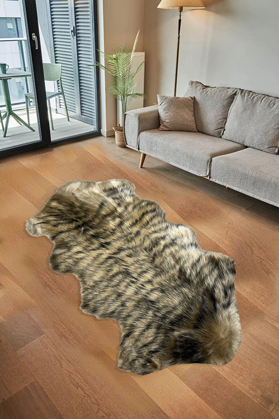 Tiger Süet Taban, Yumuşacık, Yıkanabilir Lüks Kaplan Çift Kafa Yumuşacık Kürk Halı Kuzu Post 80x150