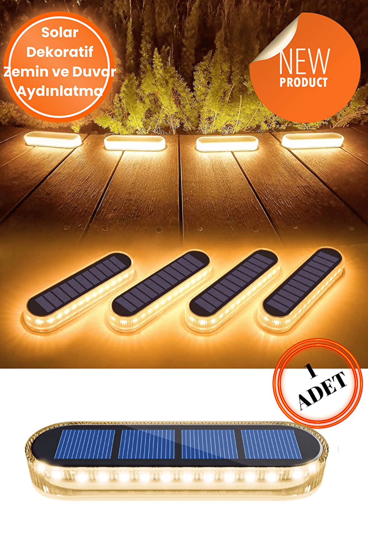 Technojet 1Adet Güneş Enerjili 30Ledli Premium Kalite Solar Dekoratif Zemin Bahçe Peyzaj Aydınlatma