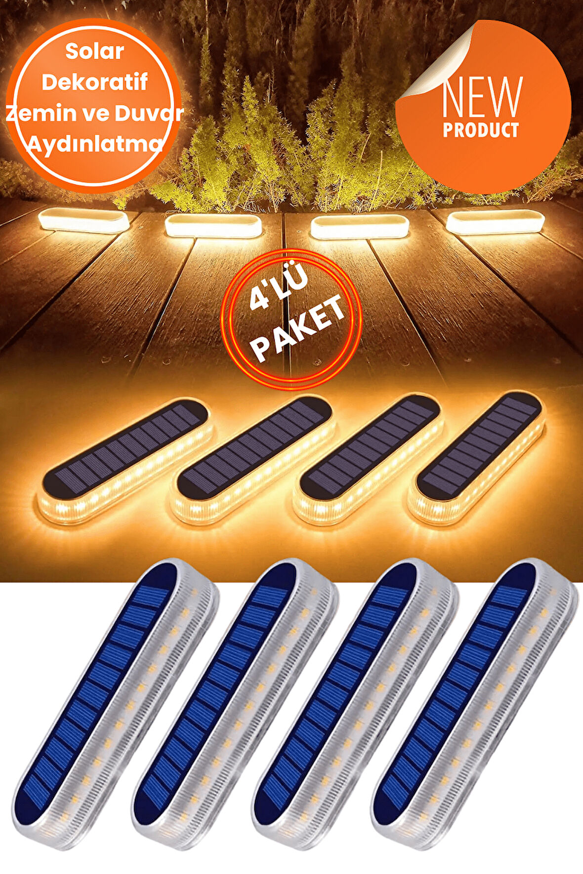 Technojet 4Adet Güneş Enerjili 30Ledli Premium Kalite Solar Dekoratif Zemin Bahçe Peyzaj Aydınlatma
