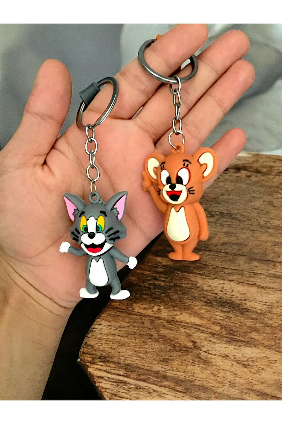 Tom ve Jerry Anahtarlık Seti – Sevimli Çizgi Film Karakterli Silikon Anahtarlık