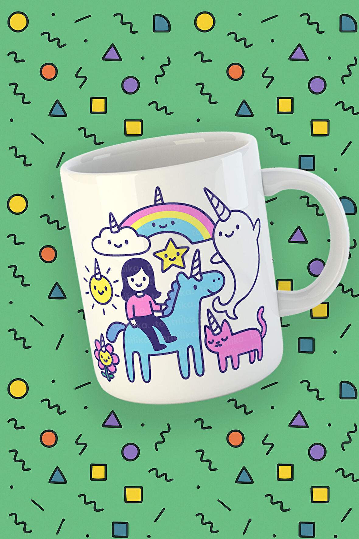 Blupiki Koleksiyonu Unicorn Arkadaşlar Serisi Seramik Kupa