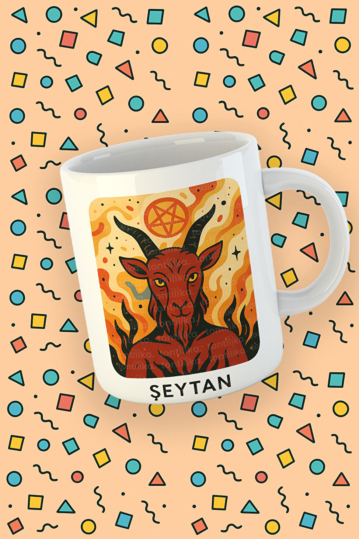Kartura Koleksiyonu – Tarot Şeytan Kartı Özel Tasarım Kupa Bardak