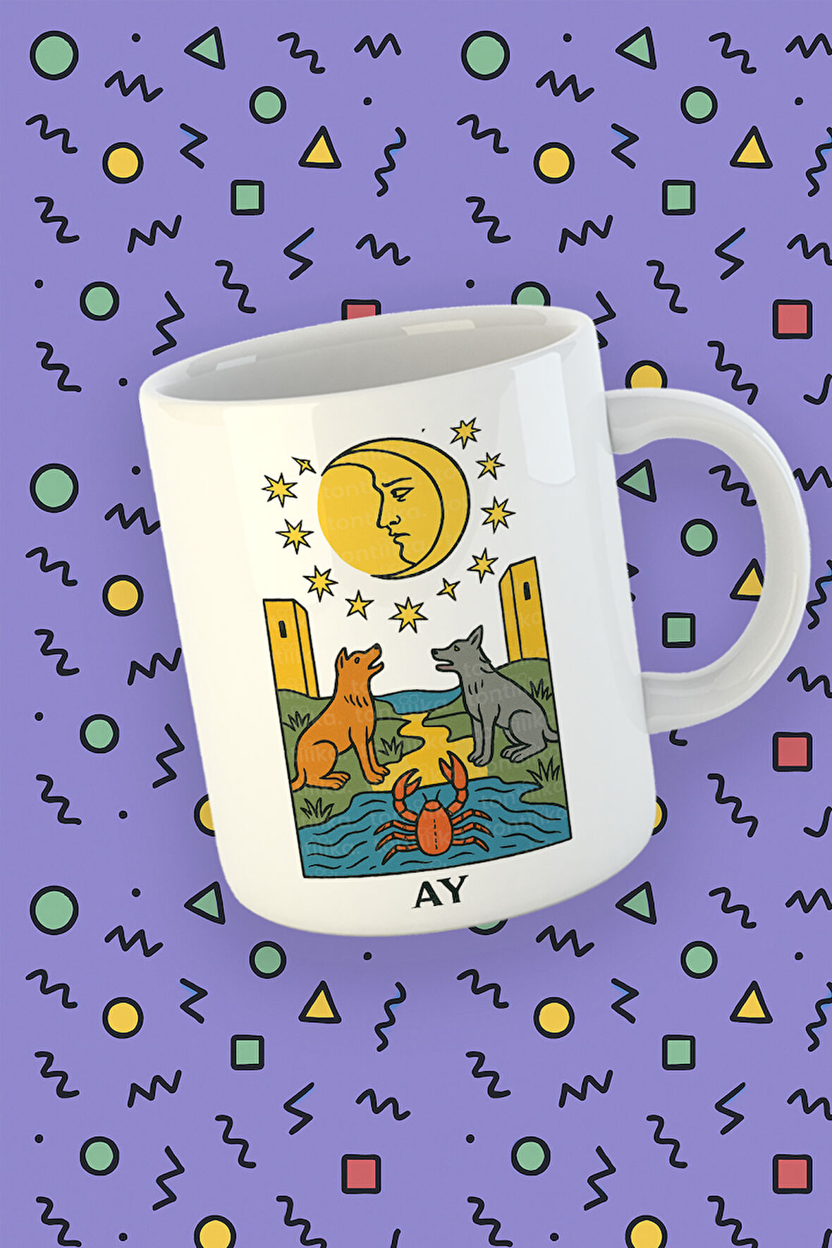 Kartura Koleksiyonu – Tarot Ay Kartı Özel Tasarım Kupa Bardak