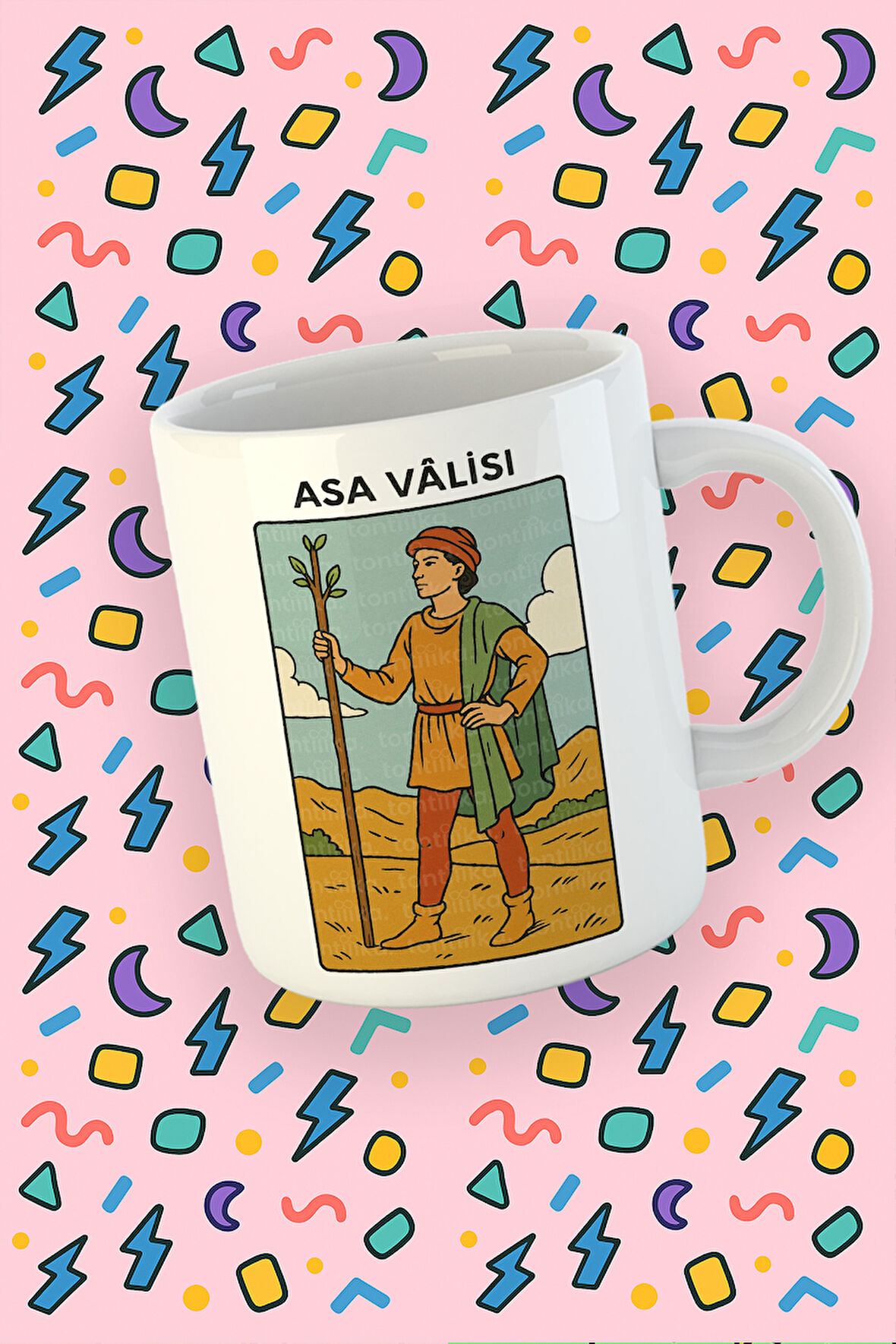 Kartura Koleksiyonu – Tarot Asa Vâlisi Kartı Özel Tasarım Kupa Bardak