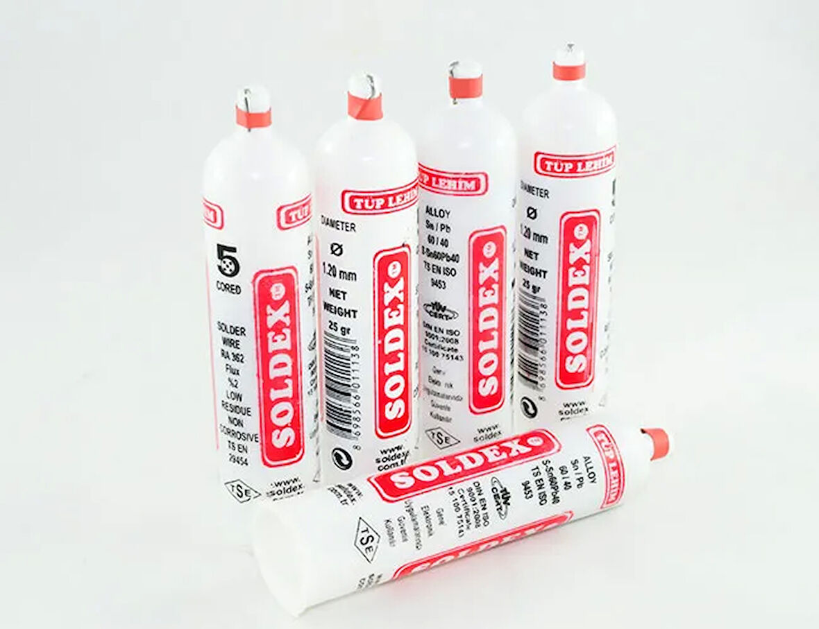 Tüp Lehim 1,2 Mm 25 Gr - 5 Kanallı, Sn:60 / Pb:40