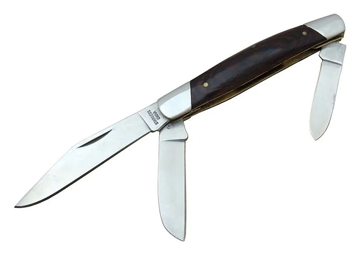 K-15 Falkon Üç Ağızlı / Üçlü Çakı 18 Cm - Ahşap Saplı, Manuel