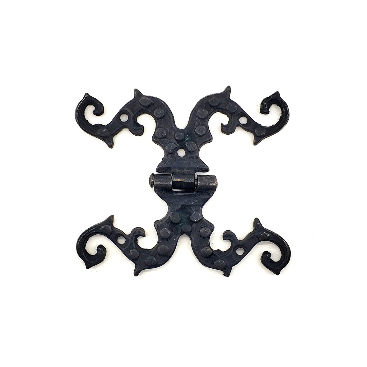 Antika Tarz Dekoratif Pirinç Süslü Menteşe - 100x90 Mm, Oksit