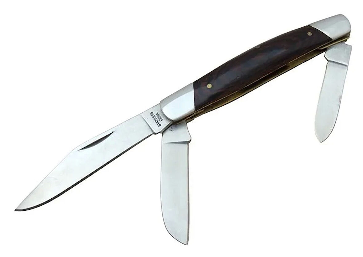 K-15 Falkon Üç Ağızlı / Üçlü Çakı 18 Cm - Ahşap Saplı, Manuel