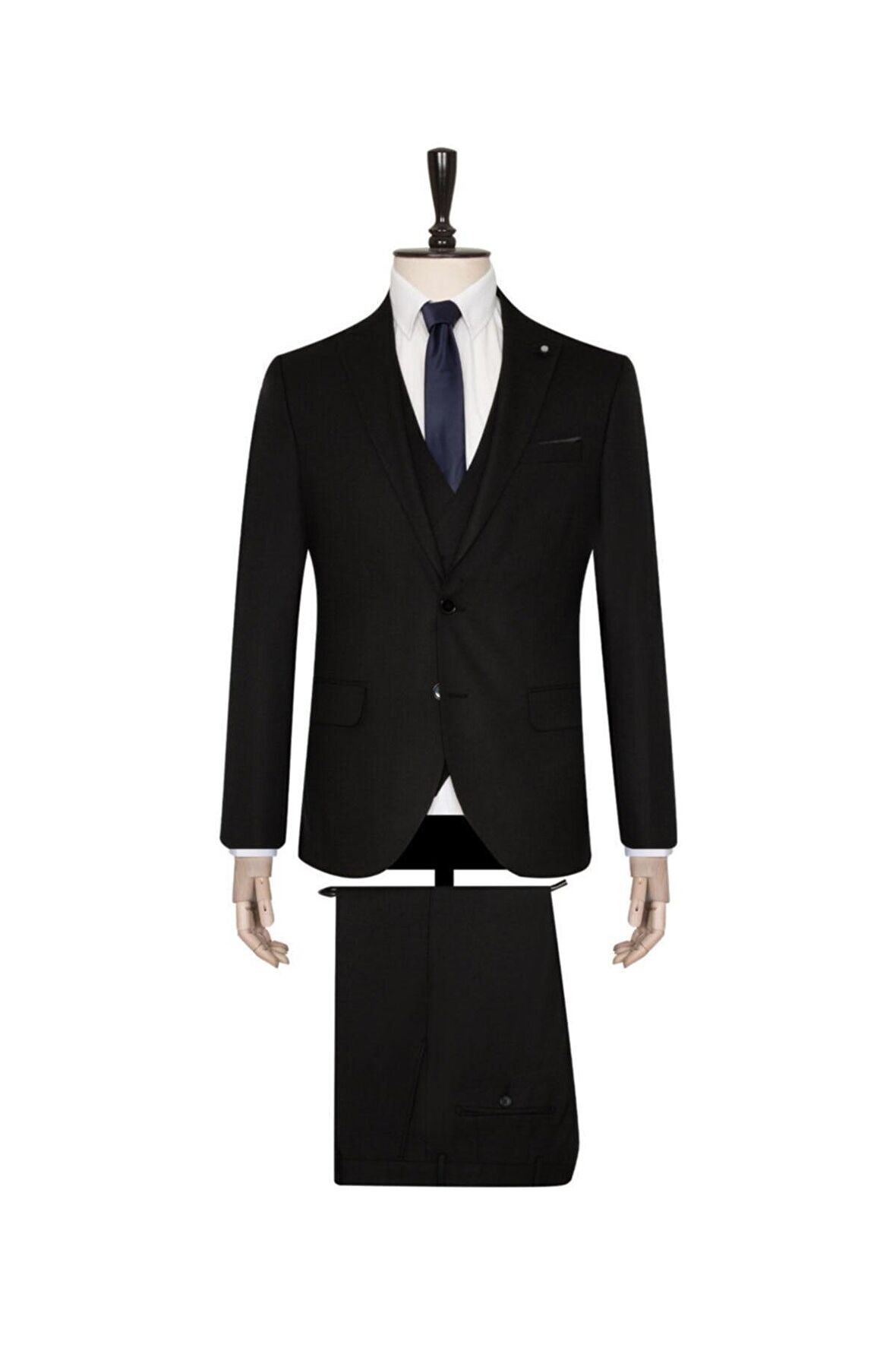 Süvari Yelekli Siyah Slim Fit Takım Elbise