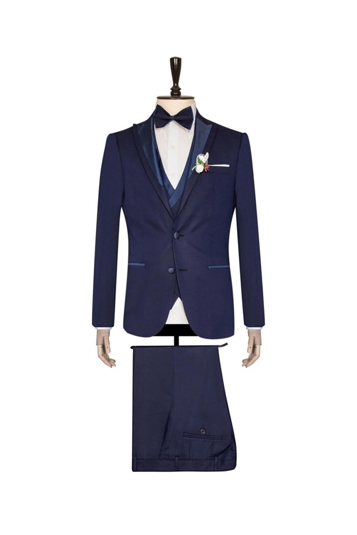 Süvari Yelekli Lacivert Slim Fit Damatlık Takım