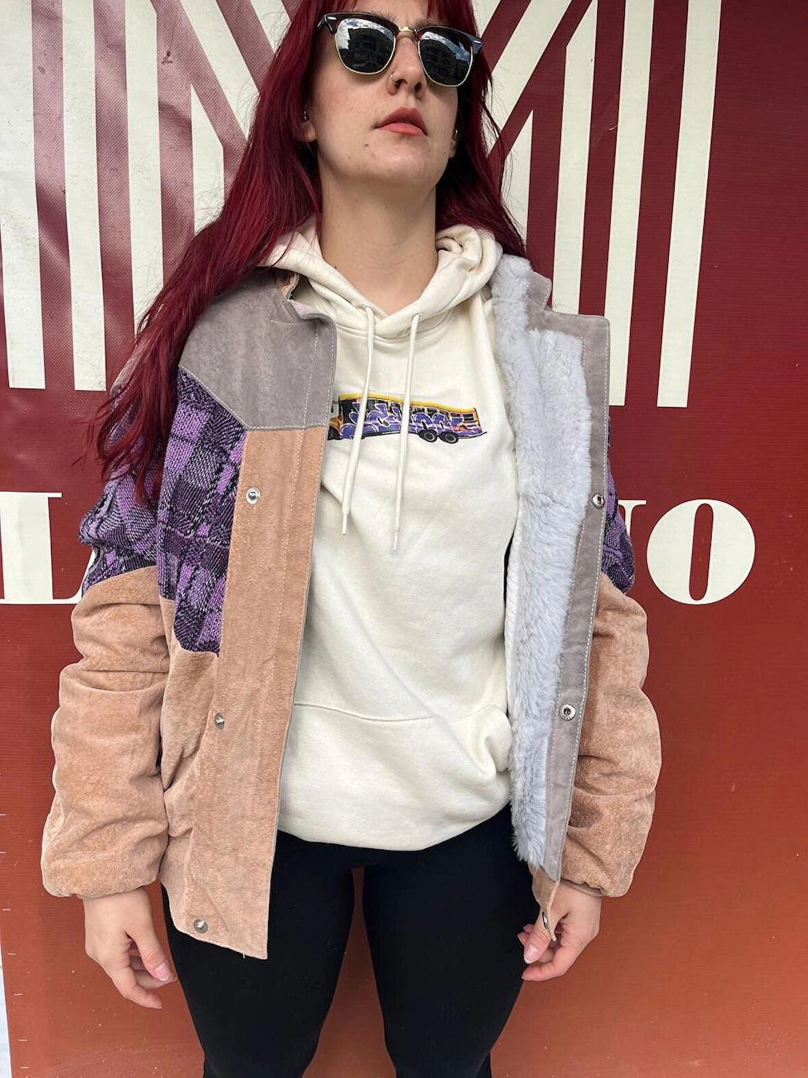 Vintage Oversize Retro Etnik Desenli Kürklü Ceket Tkdk4
