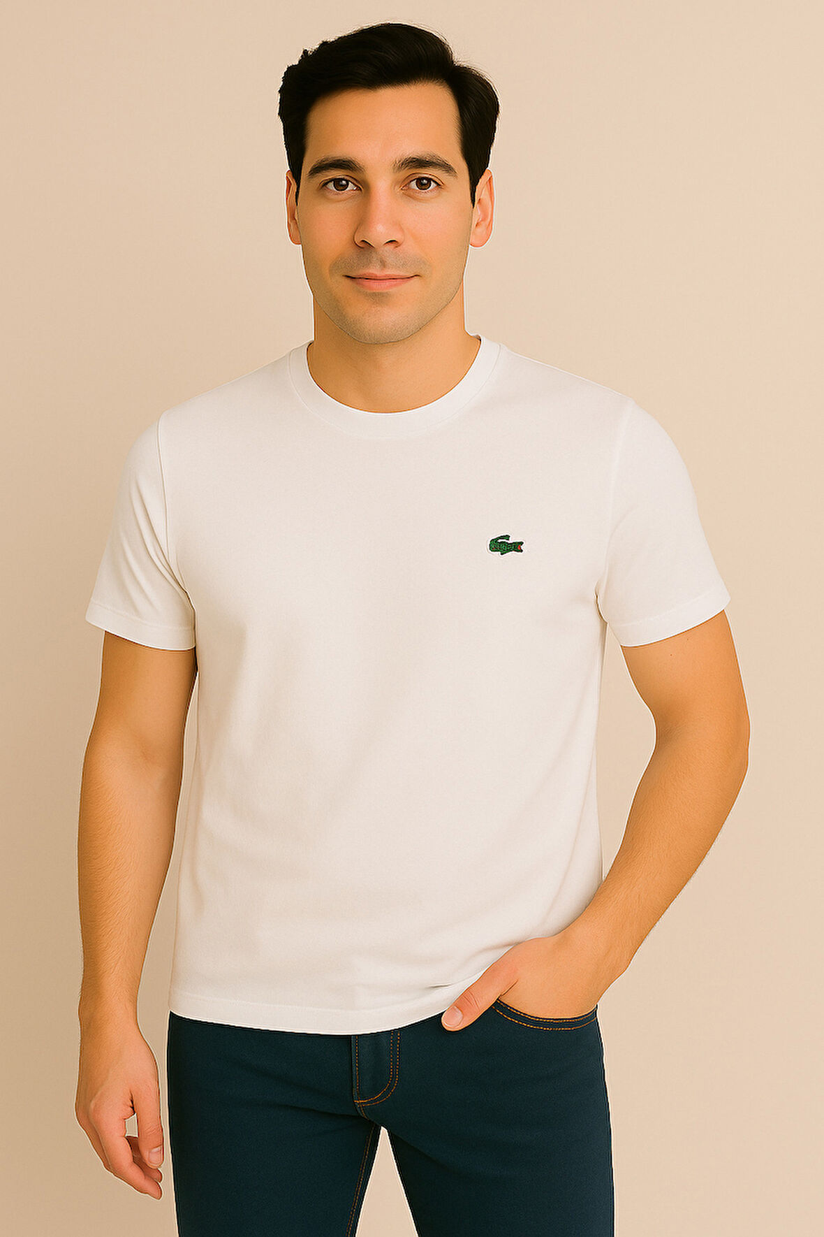 TREND KAPINDA LACOSTE BEYAZ BİSİKLET YAKA T-SHIRT – SÜPREME