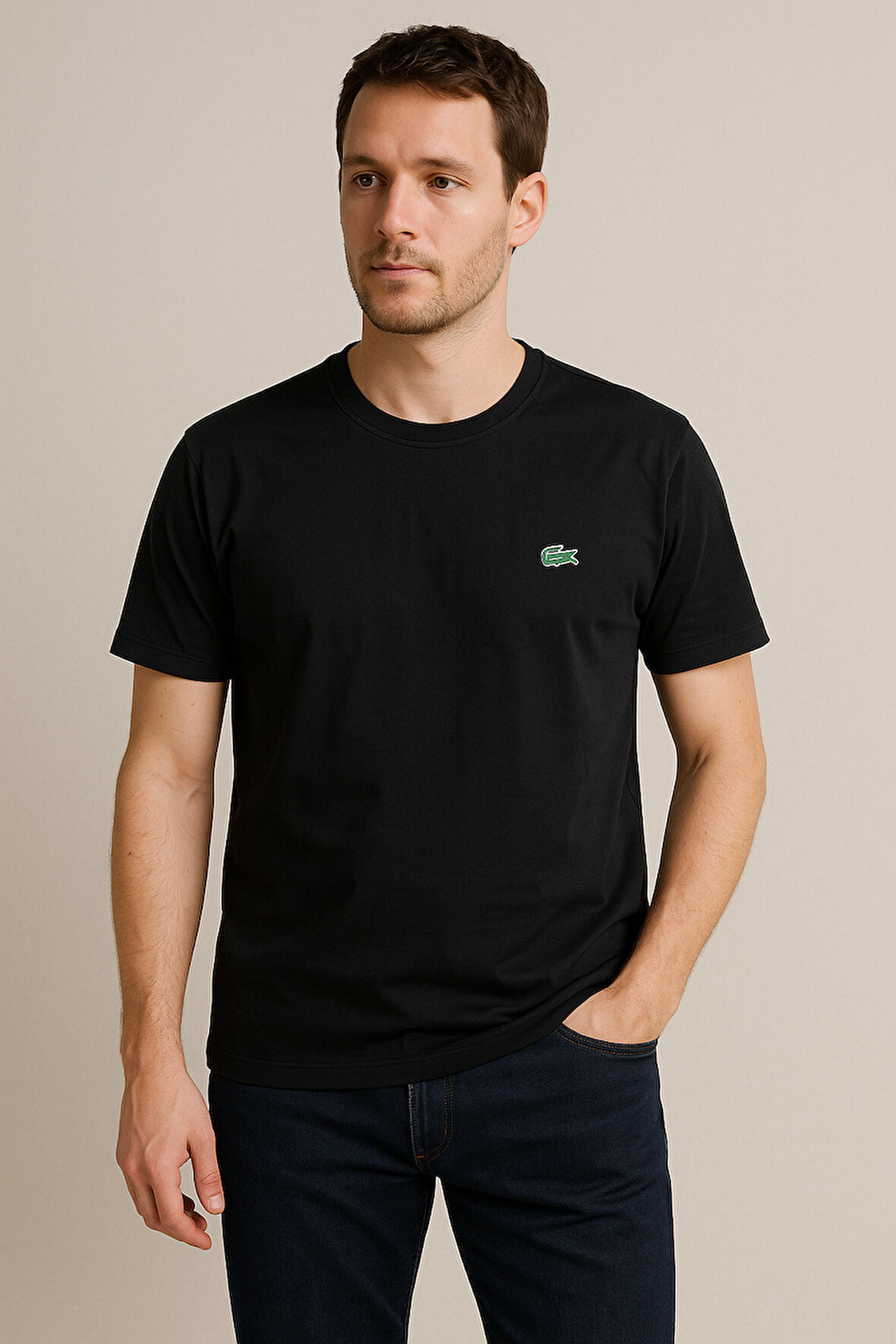TREND KAPINDA LACOSTE SİYAH BİSİKLET YAKA T-SHIRT – SÜPREME