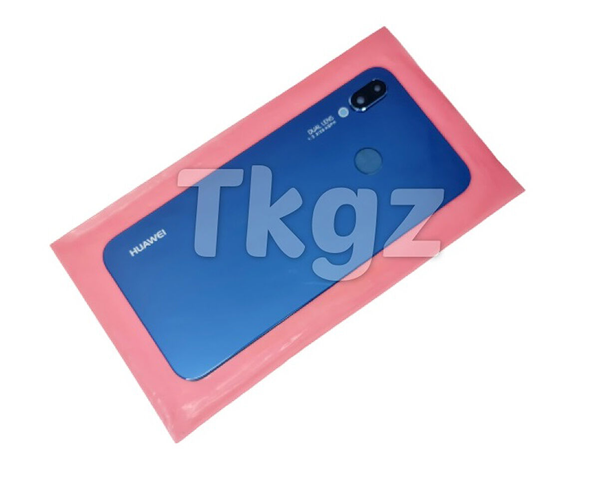 Tkgz Huawei Uyumlu P20 Lite Arka Pil batarya Kapağı (KAMERA LENSİ CAM) MAVİ