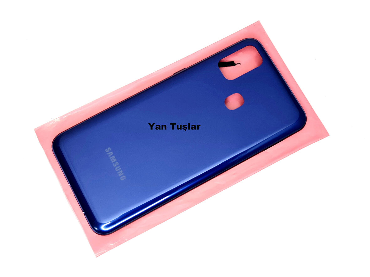 Samsung Galaxy M21 KASA Full Arka Pil Batarya Kapağı MAVİ