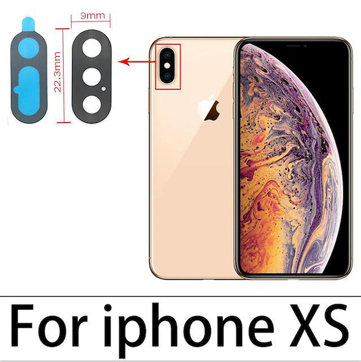 iPhone XS MAX-XS Arka Kamera Camı Lens Yapışkanlı