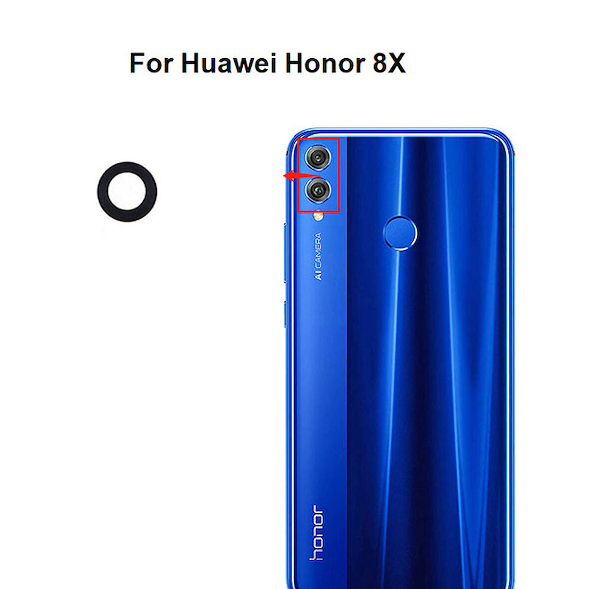 Tkgz Honor 8X Arka Kamera Camı Lens Yapışkanlı