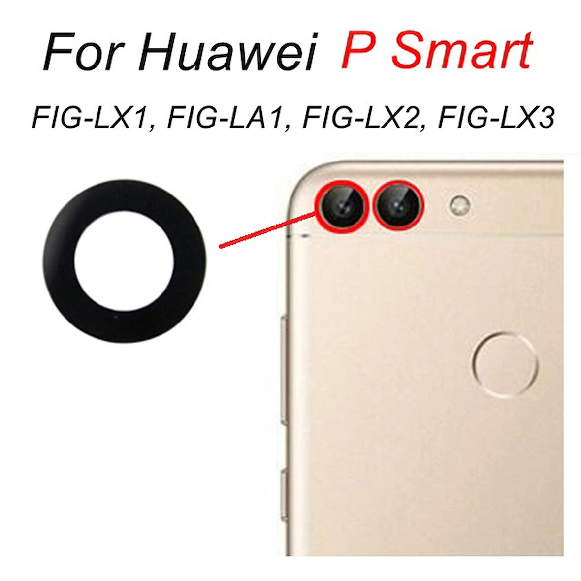 Tkgz Huawei Uyumlu P Smart Arka Kamera Camı Lens Yapışkanlı