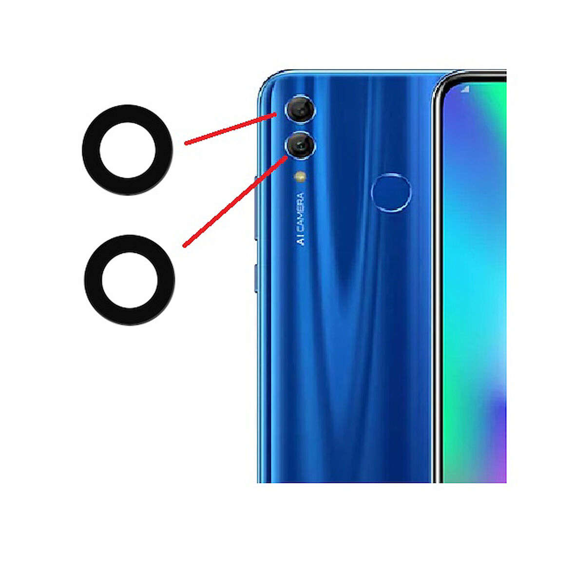 Honor 10 LİTE Arka Kamera Camı Lens Yapışkanlı