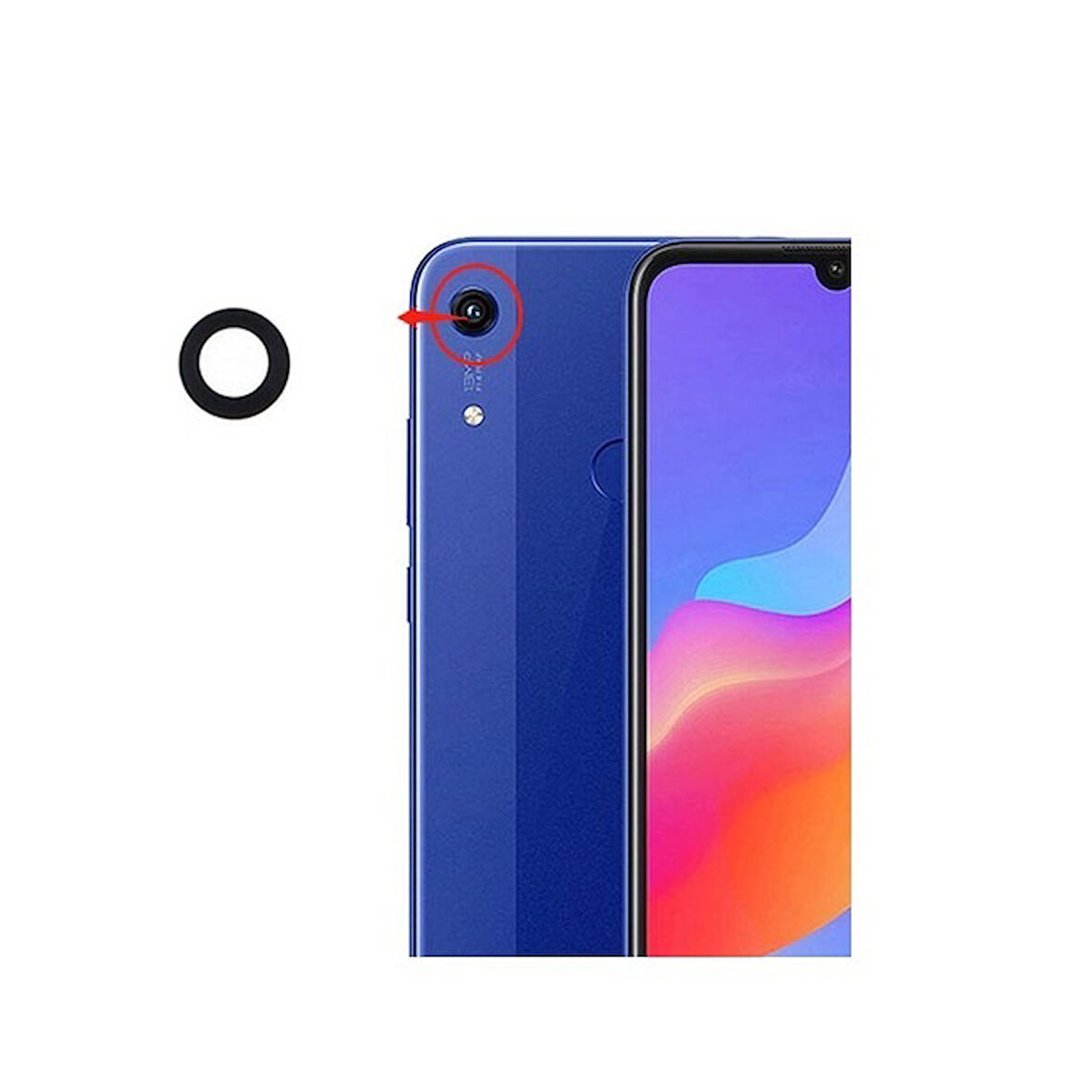 Tkgz Honor 8A Arka Kamera Camı Lens Yapışkanlı