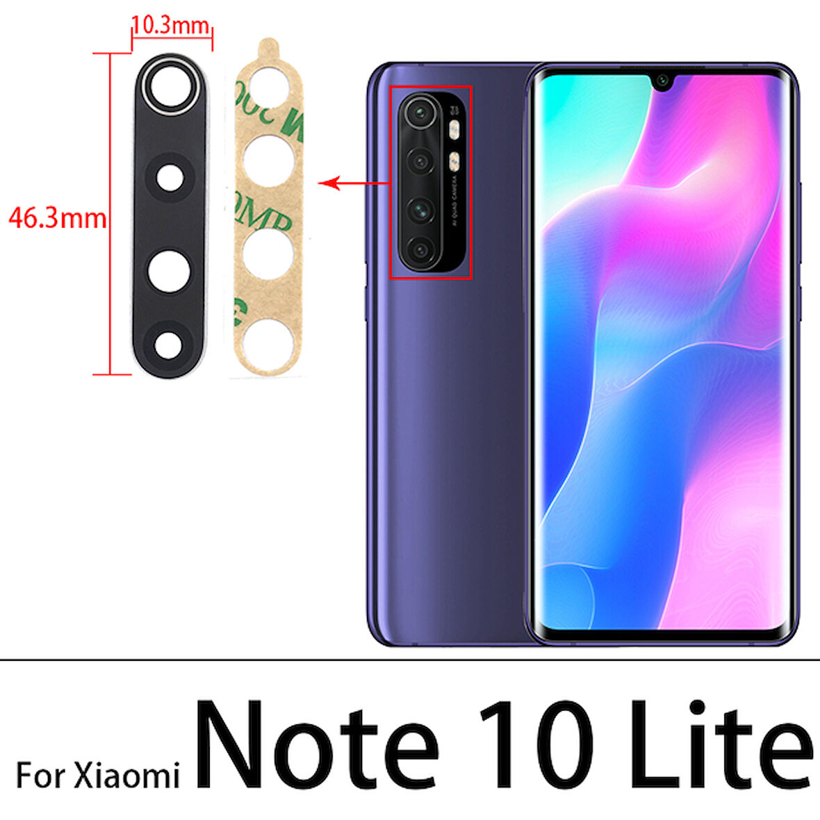Xiaomi Redmi NOTE 10 LİTE Arka Kamera Camı Lens Yapışkanlı