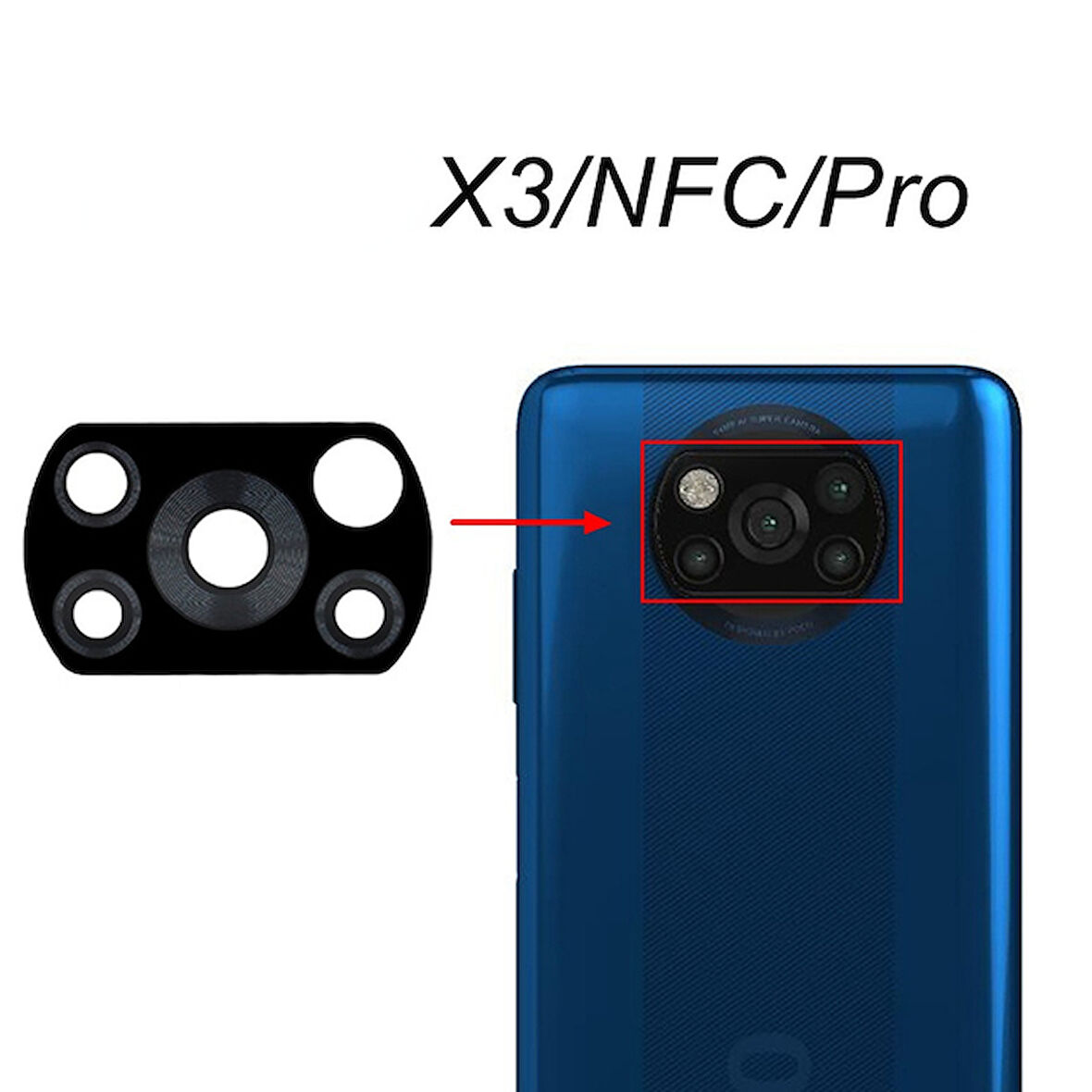 Xiaomi POCOPHONE X3 PRO Arka Kamera Camı Lens Yapışkanlı