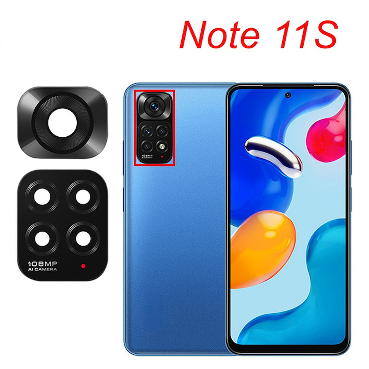 Xiaomi Redmi NOTE 11S Arka Kamera Camı Lens Yapışkanlı