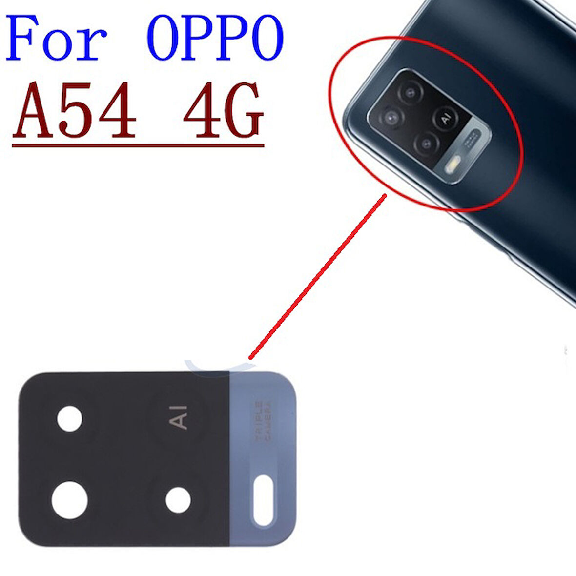 Oppo A54 Arka Kamera Camı Lens Yapışkanlı