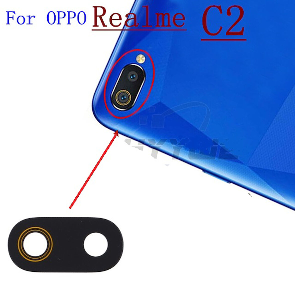 Oppo Realme C2 Arka Kamera Camı Lens Yapışkanlı